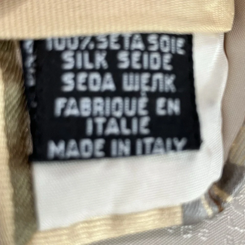 Hugo Boss Silk Necktie Beige Gold Gray Diagonal Stripe Business Designer Italy